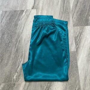 Victoria's Secret Vintage Gold Label Satin Pajama Pants Size Medium Teal Green